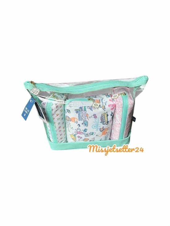 New Roller Rabbit x Target 4 Piece Pouch Set Colorful Travel Bag Organizers - Picture 2 of 9